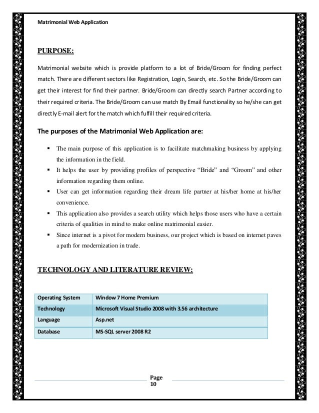 Profile description for matrimony example